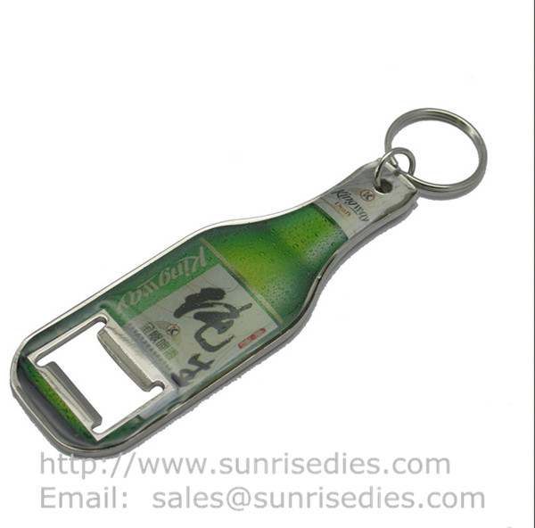 Buy cheap Zamak Bottle shaped bottle opener key tag, epoxy dome bottle shape beer opener key ring product