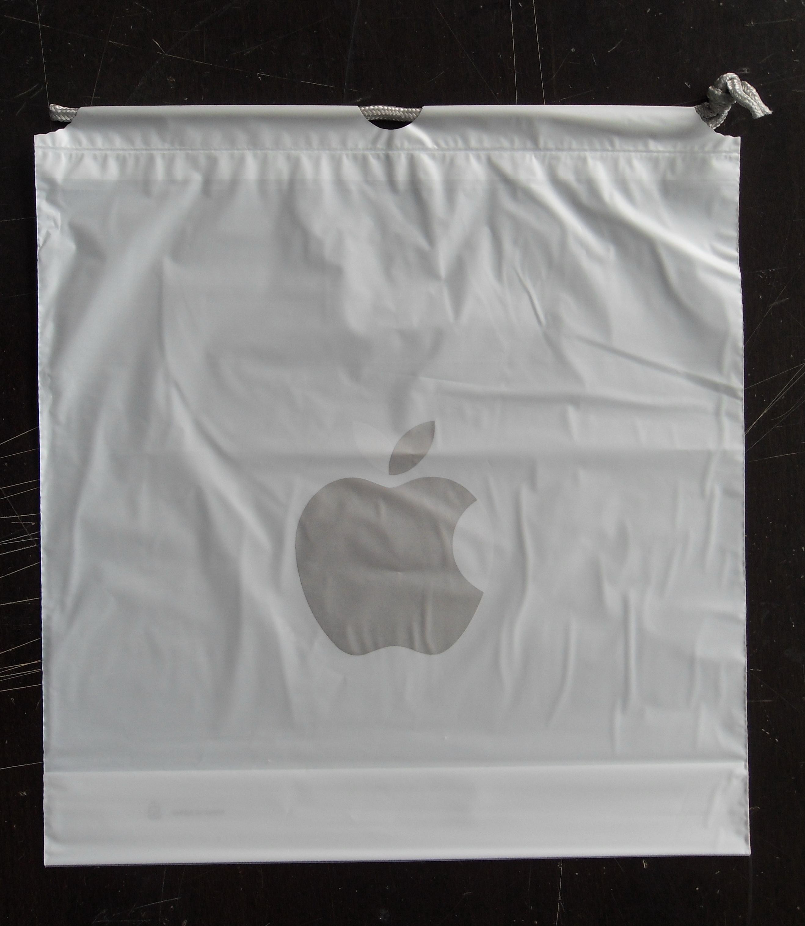 China Custom Apple Iphone Classic Drawstring Plastic Bags with PP Rope on sale