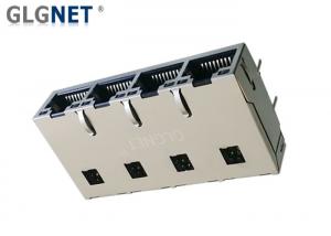 Buy cheap 1000 Base T RJ45 Multiple Port Connectors With 50 U" Gold Plating Tab Up product