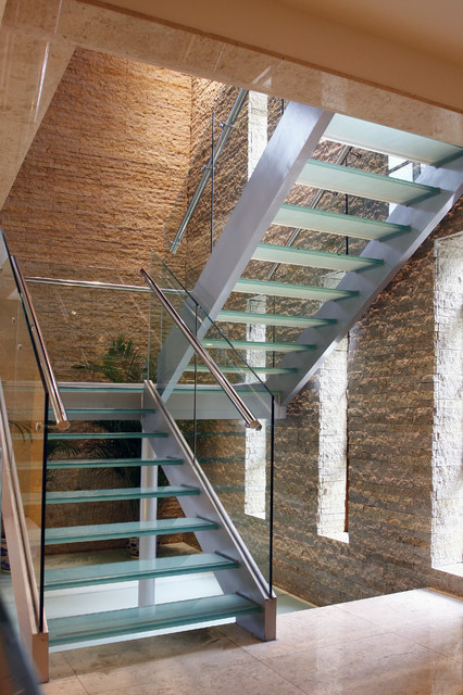 Buy cheap Modern Straight Staircase Design With Glass Railing and Wood Tread product