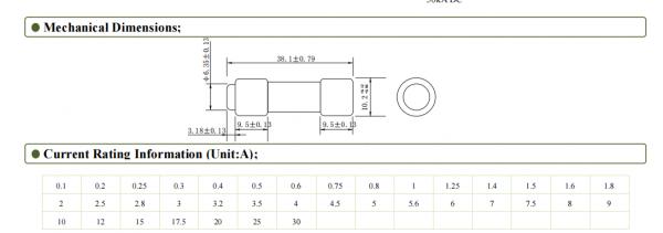 Bussmann LP-CC PV Ceramic Automotive Fs - Rated Voltage 1A 2A 3A 600VAC/600VDC - Current Rating 0.1A-30A