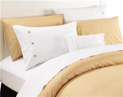 Sateen Stripe Sheets 4pcs Polyester Cotton Bedsheets Bedding Set