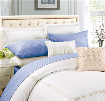 Buy cheap Sateen Stripe Polyester Cotton Bedsheets 4pcs Sheet Set product