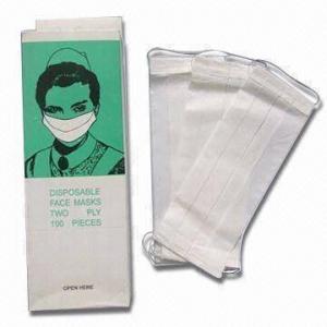 Buy cheap 2 Ply Disposable Paper Face Mask, Soft Elastic Cord Earloop, Available in White product