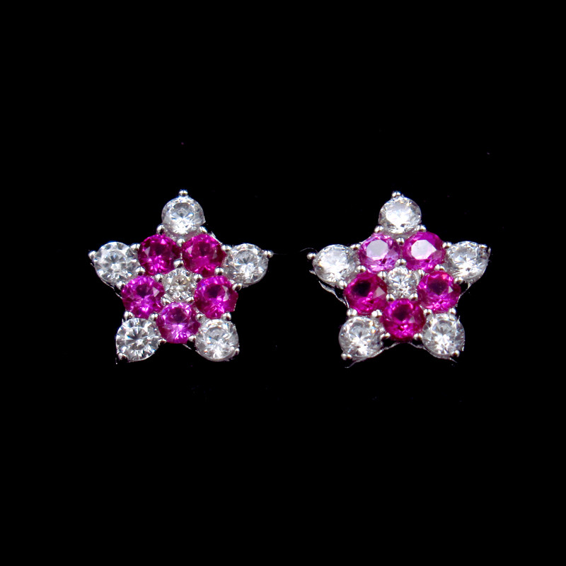 Buy cheap Star Shape Silver Cubic Zirconia Earrings Pure 925 Silver Custom Color product