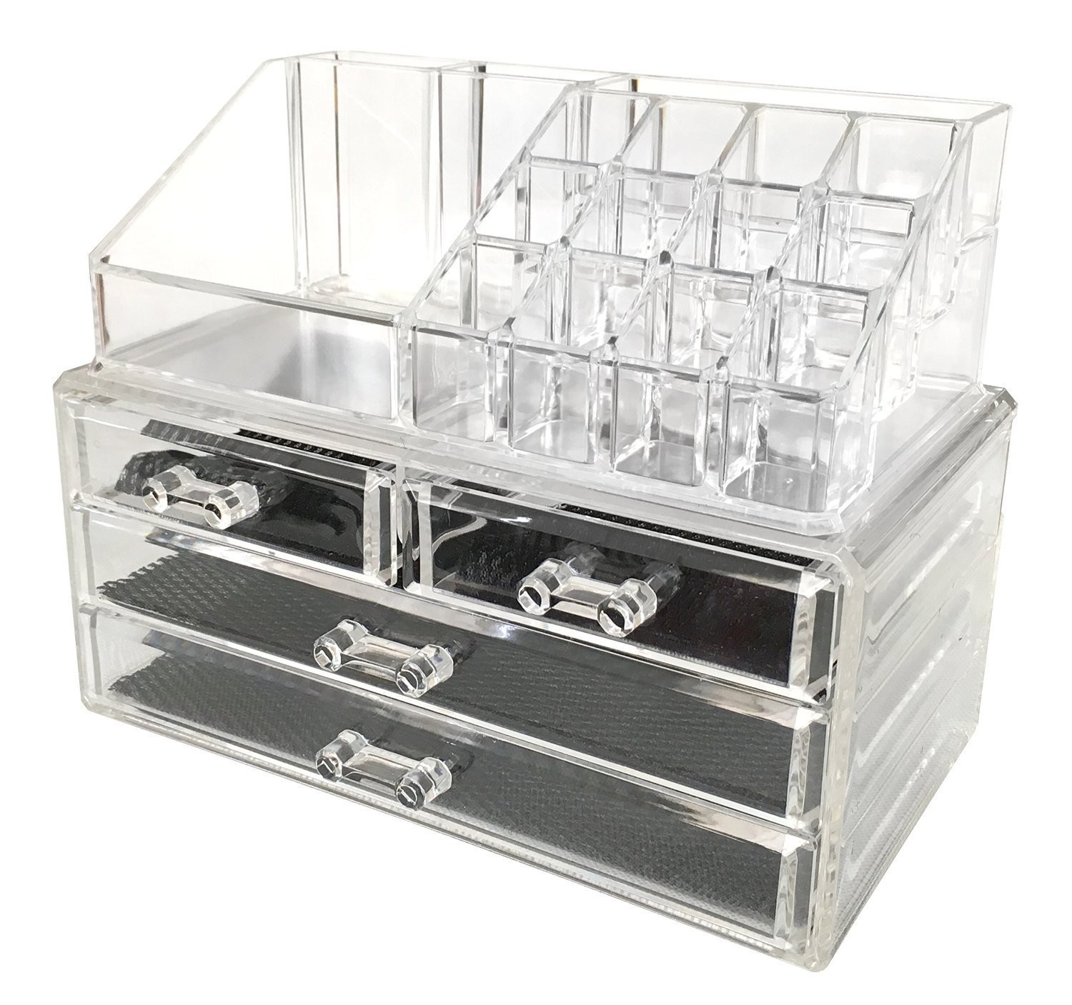 Buy cheap 4 Tier Clear Acrylic Makeup Organizer Drawers Removable With Lipstick Holder product