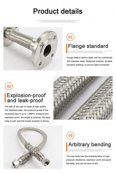 A flange connector style stainless steel wire metal braided flexible hose