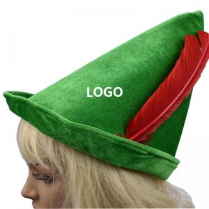 Buy cheap Oktoberfest Green Peter Pan Hat Red Feather Party Hat 58-60cm product