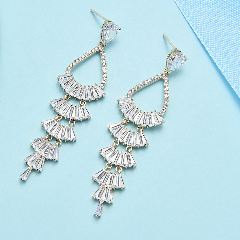 Buy cheap Female Tassel Zircon Earrings Multi-Layer Long Earrings Beautiful Gifts For Girls product