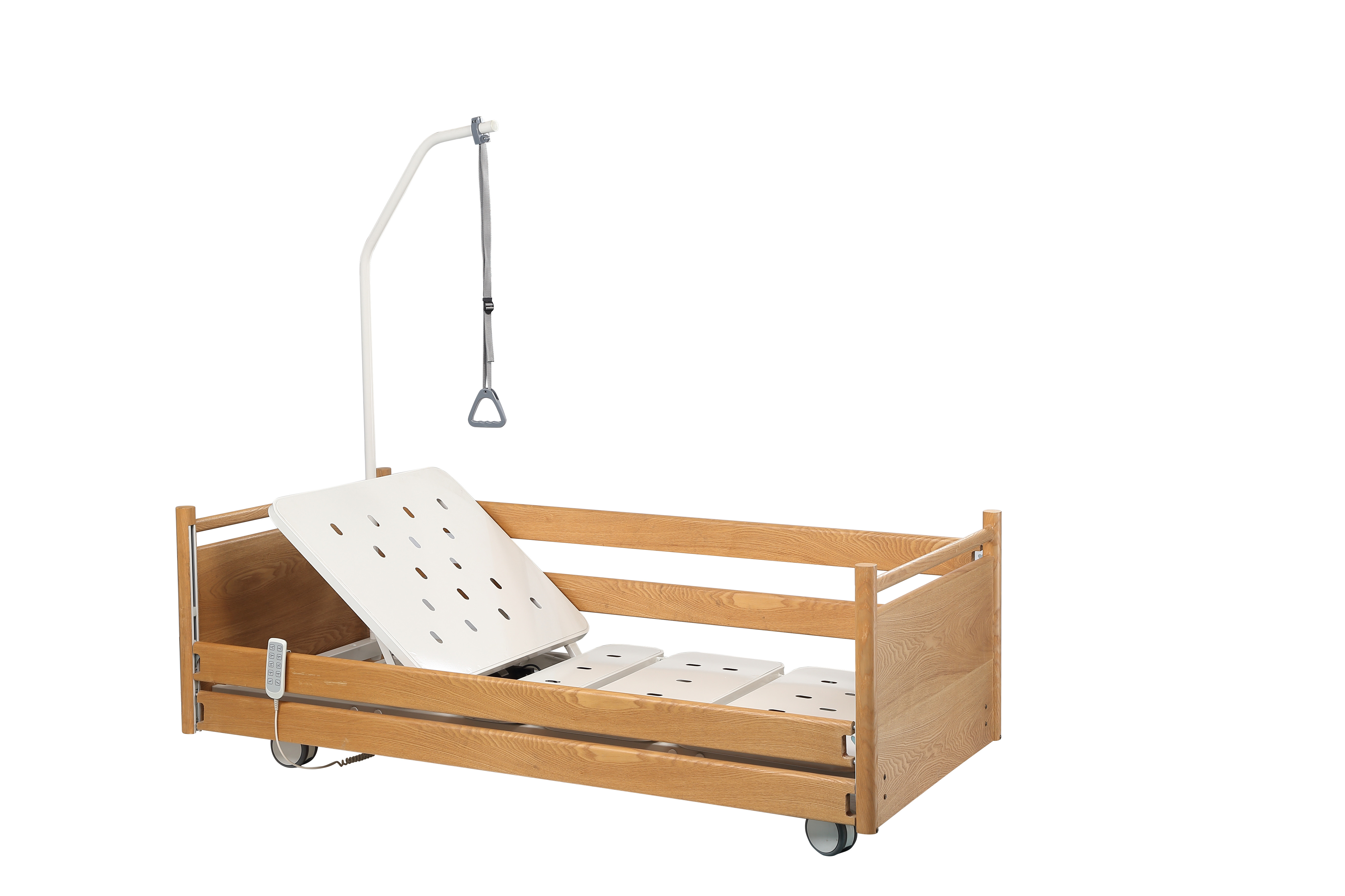 2190 * 970 * 300 - 760mm Home Care Bed For Paralysis Patient Wooden Handrails
