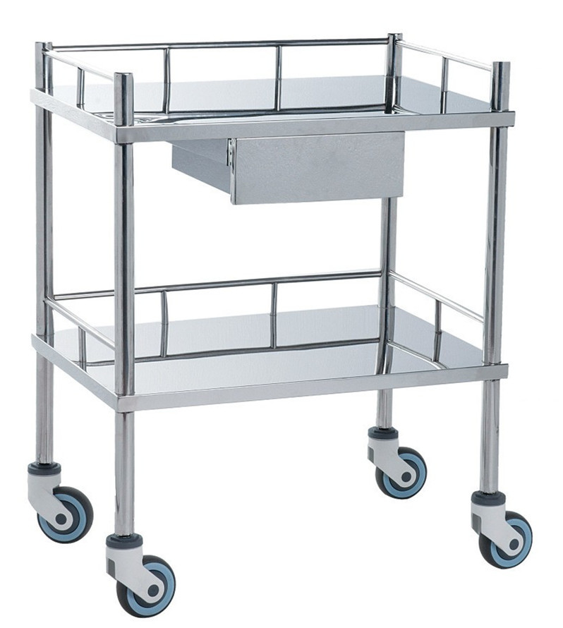 Buy cheap Movable Medical Clinical Trolley Stainless Steel With Two Shelves And One Drawer product