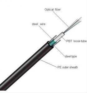 Buy cheap Single Mode 24 Core GYXTW Fiber Cable 70 Degree With Two Steel Wire product