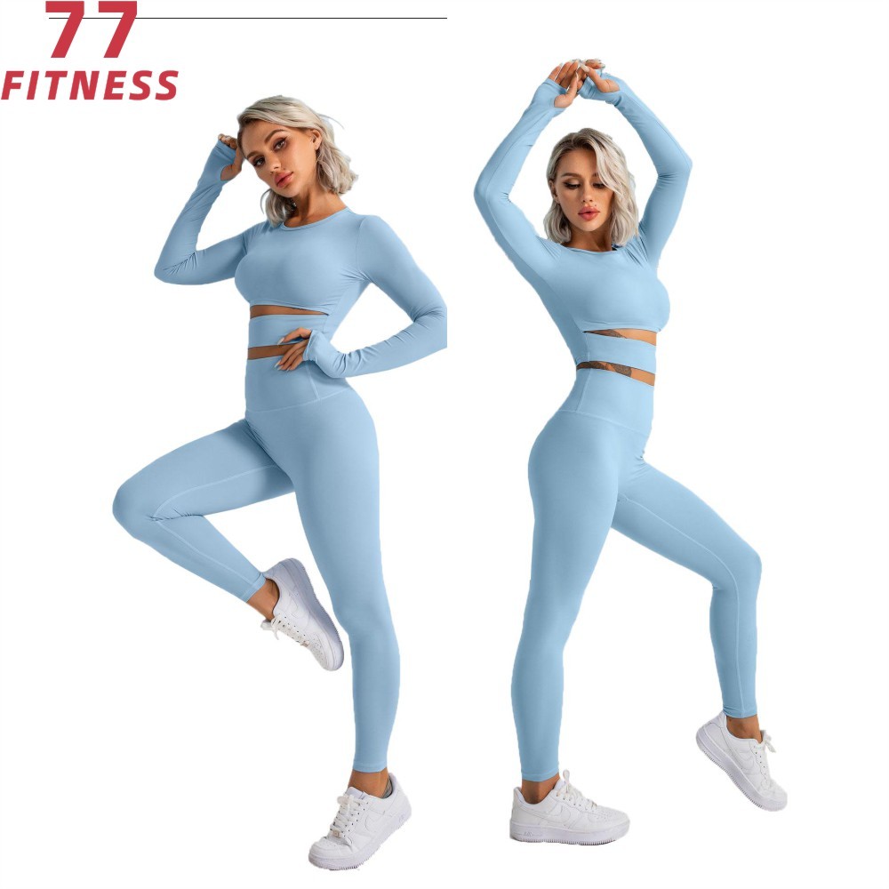 Buy cheap Eco-Friendly Recycled Nylon Skinny Shirts Long-Sleeve Tights Yoga Sets New Workout Clothing Sports Fitness Suits product