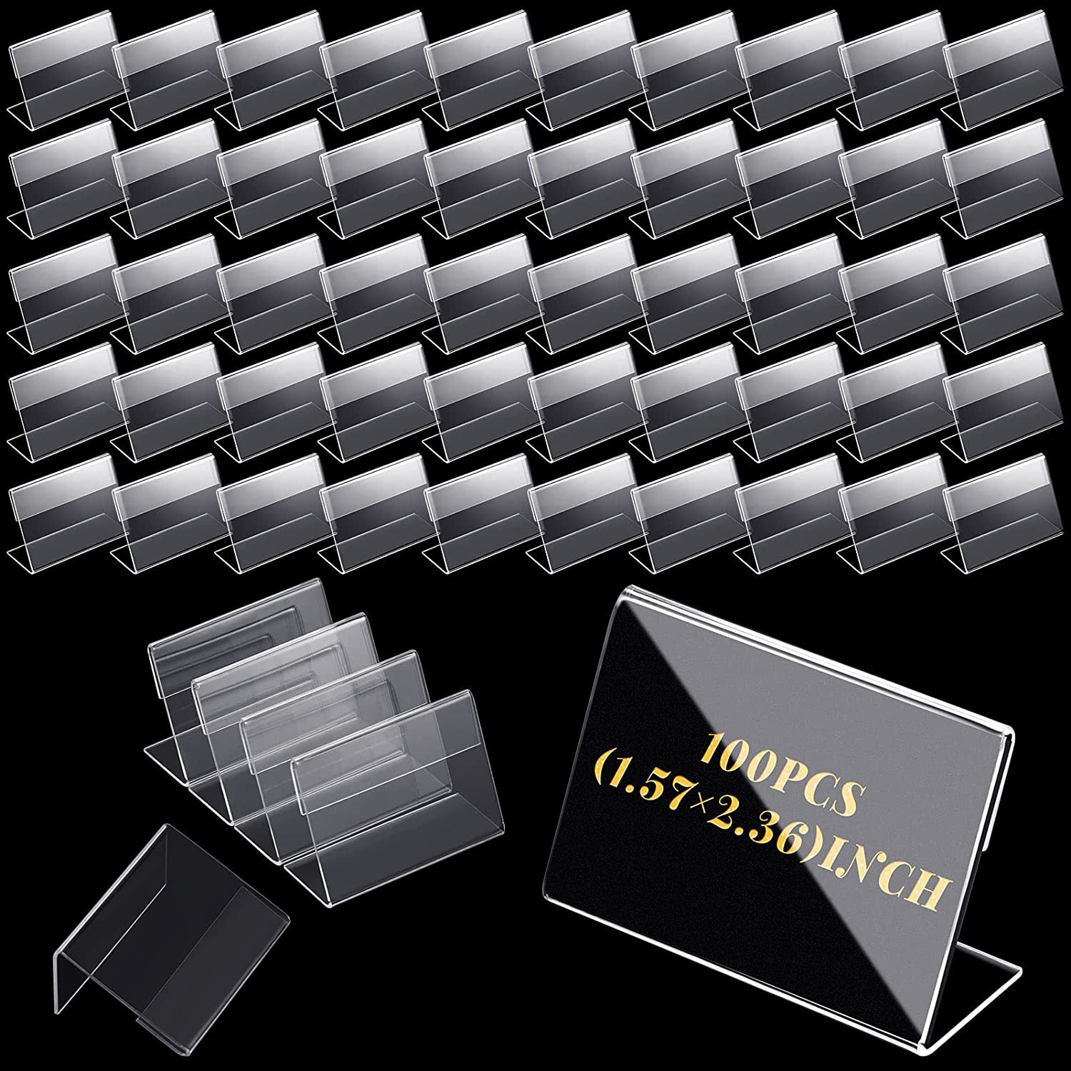 Buy cheap 100pcs Mini Transparent Acrylic Logo Display Horizontal Tilt L Shaped Card Rack from wholesalers