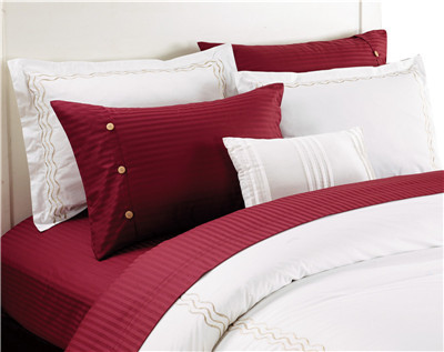 Buy cheap Sateen Stripe Sheets Polyester Cotton Bedsheets 4pcs Bedding Set product