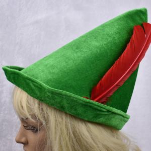 Buy cheap Oktoberfest green Peter pan hat red feather party hat 58-60cm velvet fabric green color product