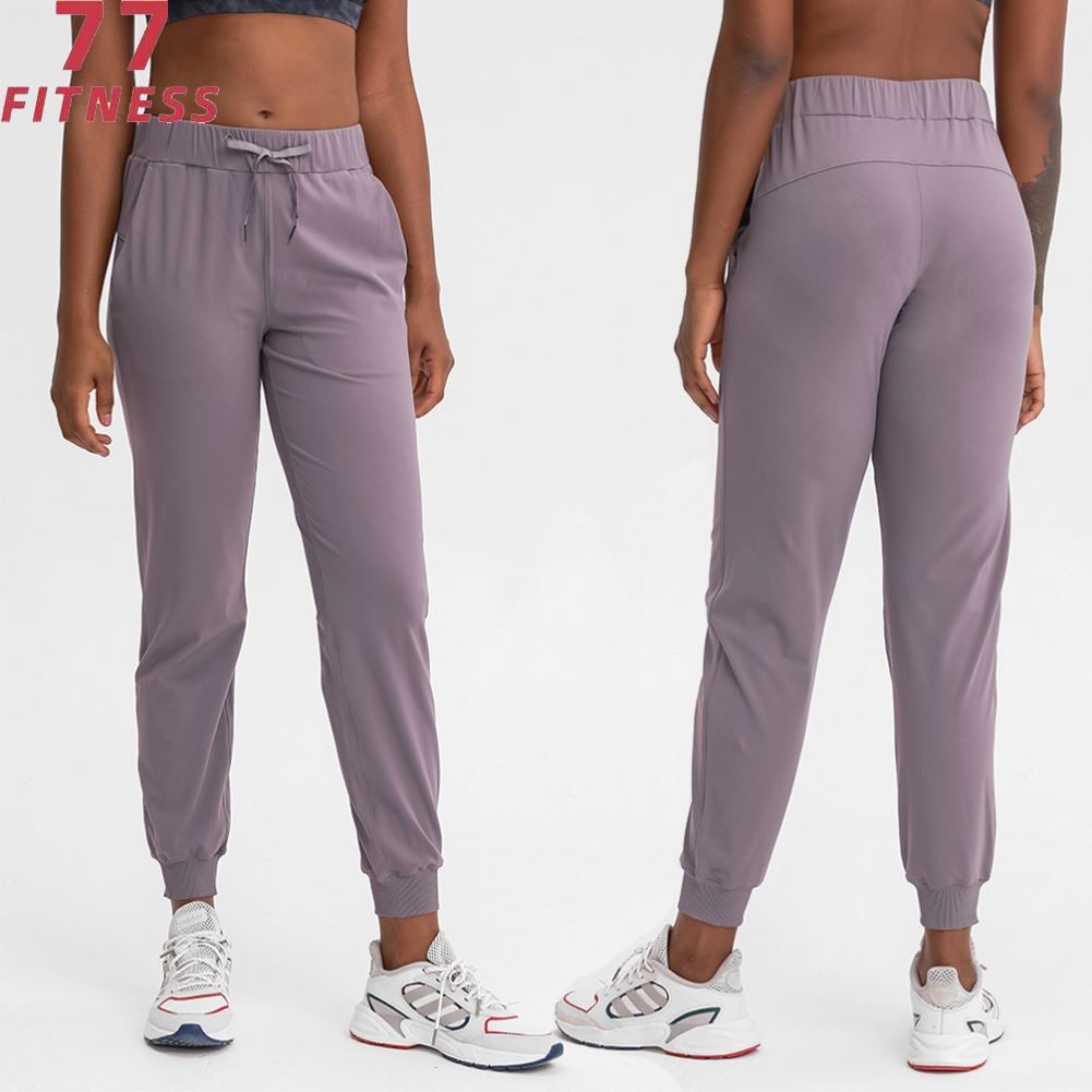 Buy cheap Lululemon Spring And Summer Elastic Waist Yoga Pants Simple Straight Sports And Leisure Elastic Waist Nine Jogger Women product