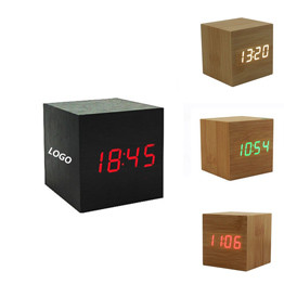 Buy cheap Promotional Electronic Wooden LED Alarm Clock Home Colck Logo Customized product