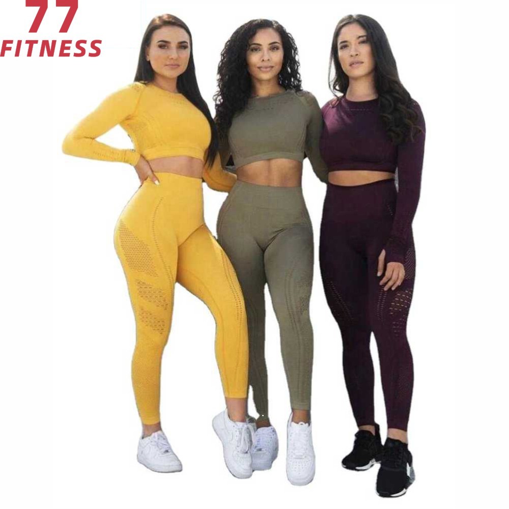 Buy cheap Gymshark High Waist Leggings Womens Fitness Sports Textile Long Sleeve Seamless Activewear Gym wear Sets Yoga Sportswear product