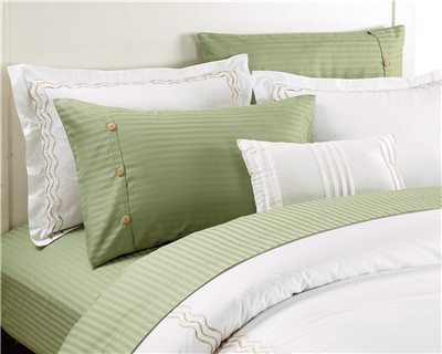 Sateen Stripe Polyester Cotton Bedsheets 4pcs Sheet Set