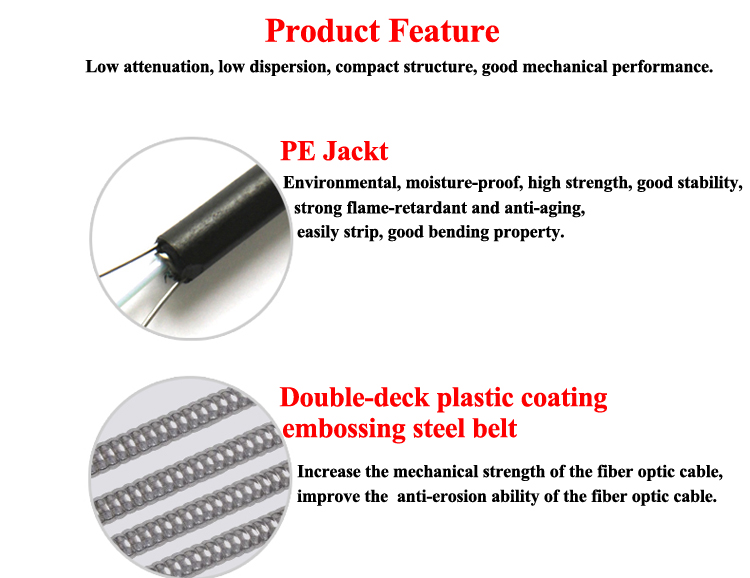 Weiroct Indoor Steel Armored Fiber Optic Cable 1550nm Outdoor 48 Core