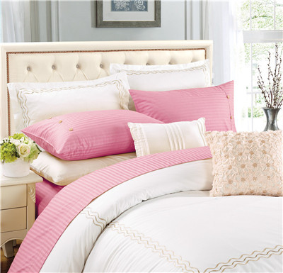 Buy cheap Sateen Stripe Sheets 4pcs Polyester Cotton Bedsheets Bedding Set from wholesalers