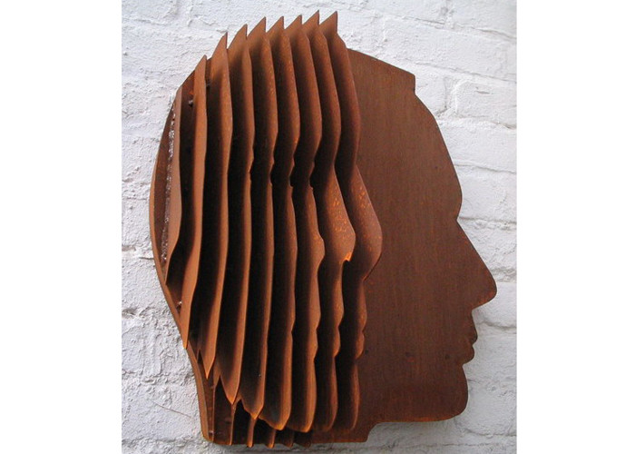 Buy cheap Abstract Rusty Color Corten Steel Face Sculpture Wall Decoration product