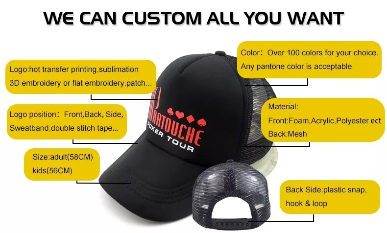 BSCI Custom Structured Baseball Cap Strap Sublimation Printing