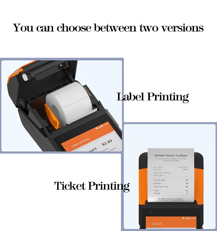 Buy cheap 5.5 inch mini portable printer SUNMI V2S 4G touch screen Android all in one billing machine for retail business product