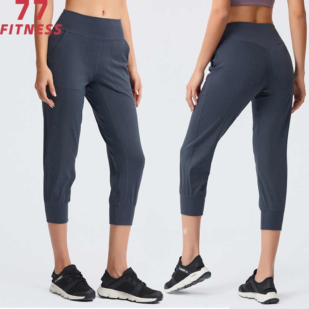 Buy cheap Lululemon Align Loose Comfortable Breathable Nlyon Gym Sports Women Workout Yoga Casual Outer Pocket Nude Cropped Pants product