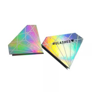 Recyclable UV Printing Diamond Shape Eyelash Box With Holographic Finish