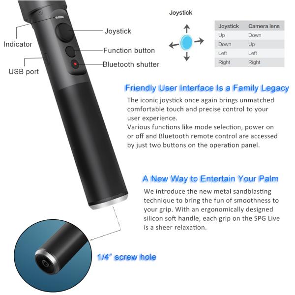 3-Axis Smartphone Handheld Gimbal Stabilizer Smart Vertical Mode 360D for iPhone 7 7Plus Samsung Gopro China Factory