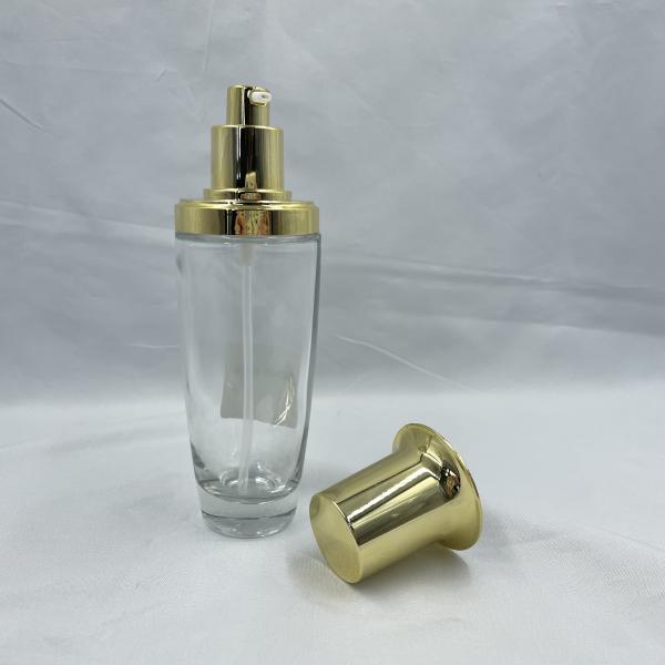 100ml Transparent Oval Cosmetic Bottle Gold Cap Lotion Customized Color