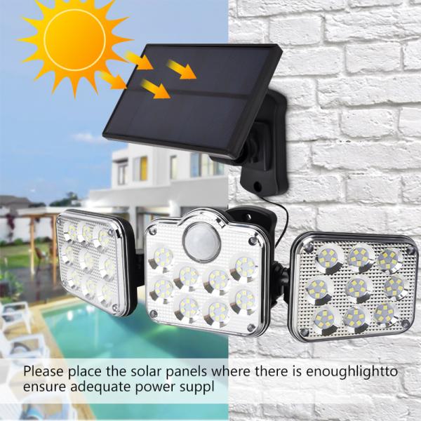 48.4W 6500K Solar Motion Sensor Wall Light 1200lm Solar LED Spotlight