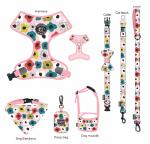 Custom Logo Collar Leash Harness Set Polyester Dog Harness Leash