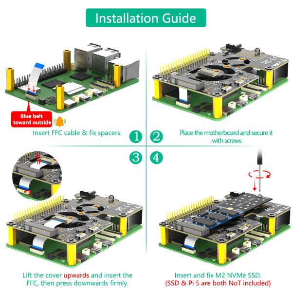 3 In 1 Combo M.2 NVMe SSD To PCI-E Adapter For Raspberry Pi 5