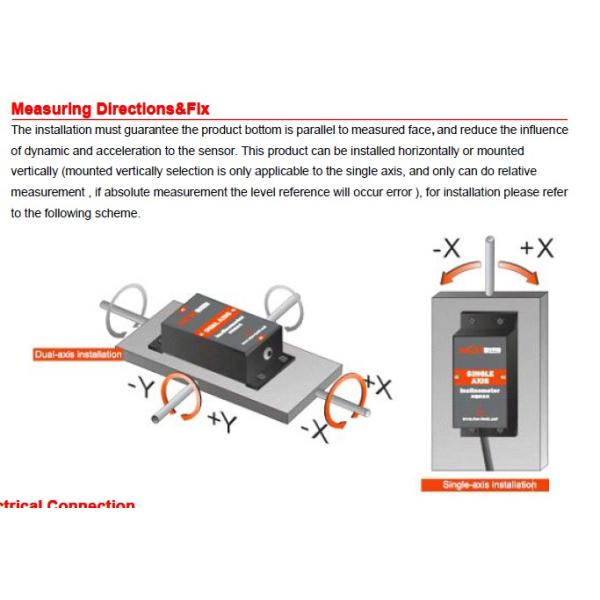 0.01 Deg Shockproof Slope Inclinometer Switch 0.2s Response Time