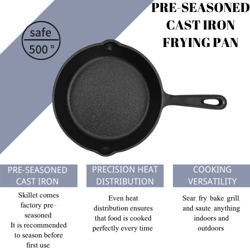 3 Piece Pre Seasoned Cast Iron Frying Pan Set BSCI SGS ISO9005
