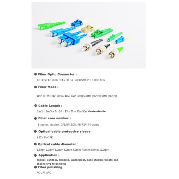 Armoured Single Mode Fiber Optic Pigtails , Simplex Lc To Pc Patch Cord 3.0mm