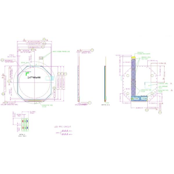 2.47 Inch 480x480 Industrial TFT Display With HX8379C Driver