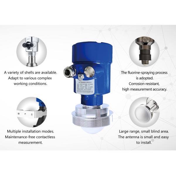 Industrial 80GHz High Precision Radar Level Transmitter 4-20mA Output for Liquid Aluminum Thread Install