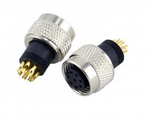 China Solder Type M12 8 Pin Connector , M12 Plug Connector For Distribution Box Connector on sale