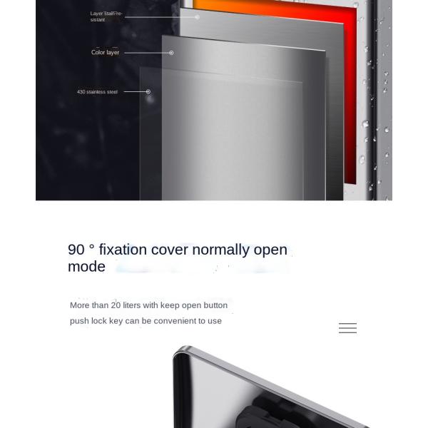 20 Liters 30 Liters 45 Liters Custom Kitchen Large Household Deodorant Commercial Stainless Steel Trash Can with Lid