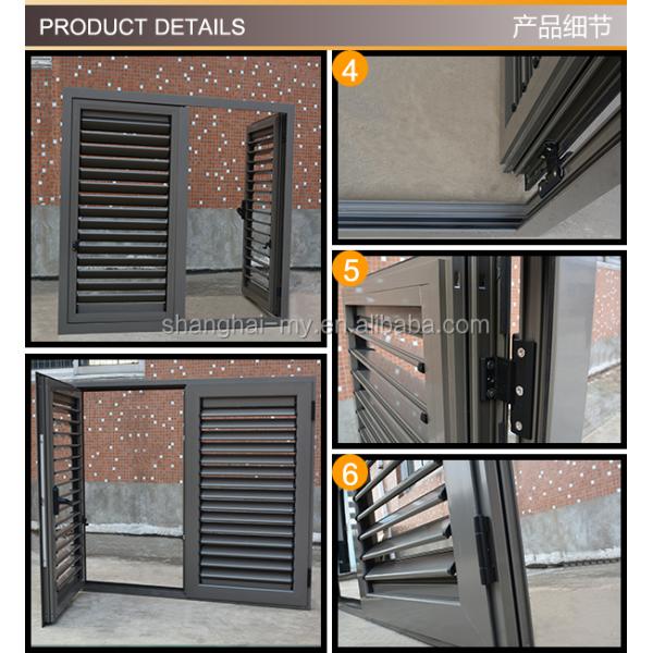 Aluminum Alloy Frame Shutter Louver Window with Crank Devices and Customized Colors