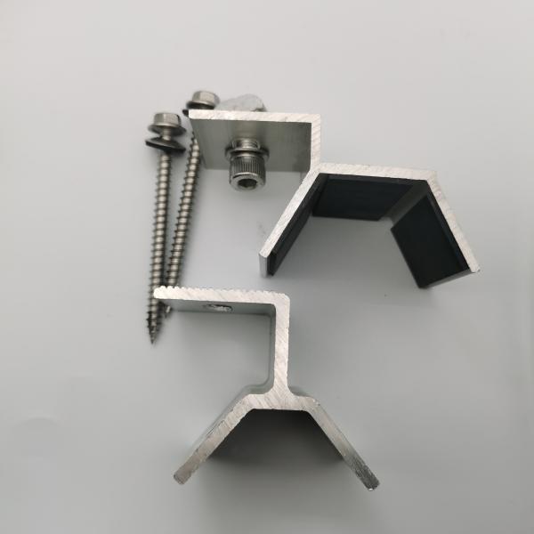 Close-up view of solar panel mounting clamps