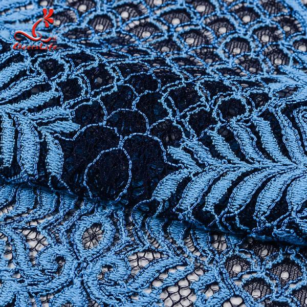 Embroidered Voile Lace Fabric For Wedding Dresses Cricking Color Fastness