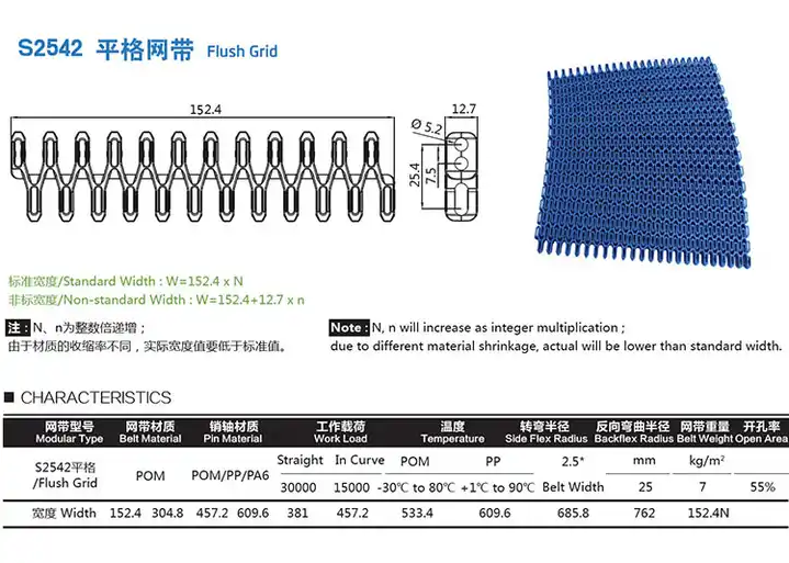 Flat Plastic Mesh Conveyor Belt High Temperature Resistant PP Material