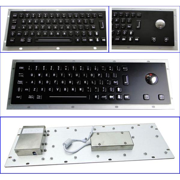 Black Industrial Keyboard With Optical Trackball In Full Travel Keys At IP65 Rating