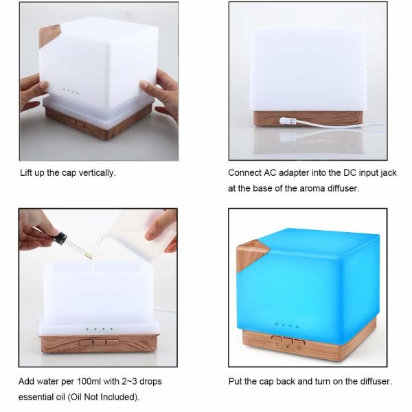 5 In 1 Wood Grain Aromatherapy Diffuser (600ML), Timer and Auto-Off Safety Switch