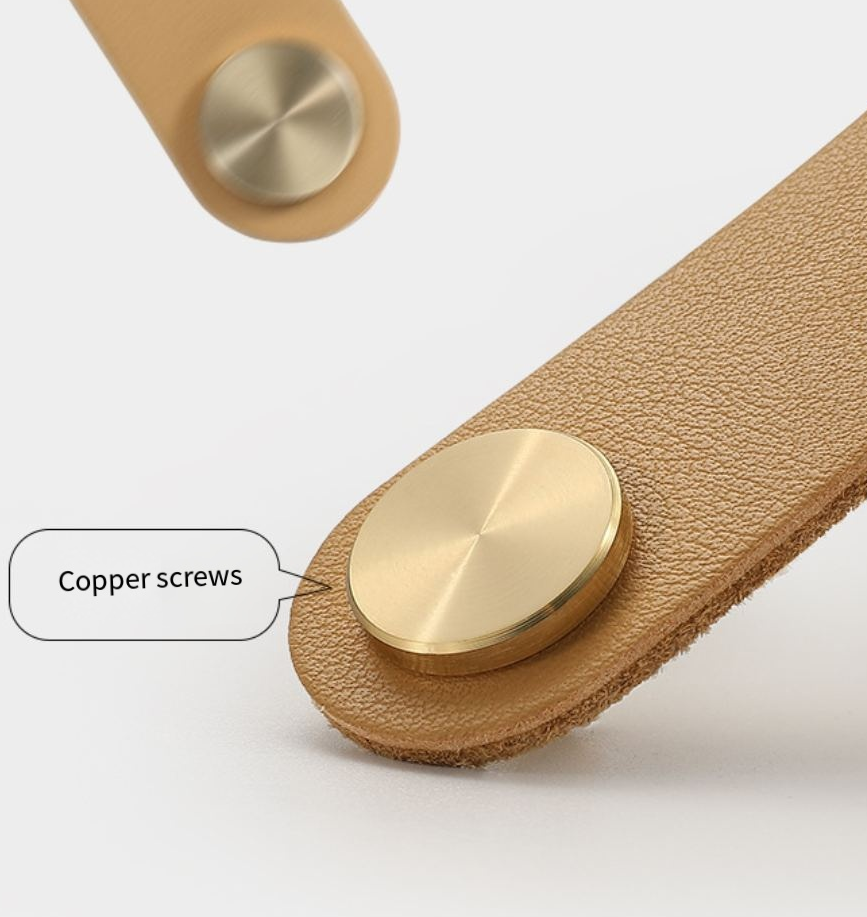 Contemporary Modern Leather Cabinet Knobs Metal Button Drawer Handles for Home Decor & Children's Room Wardrobe Dresser Knobs